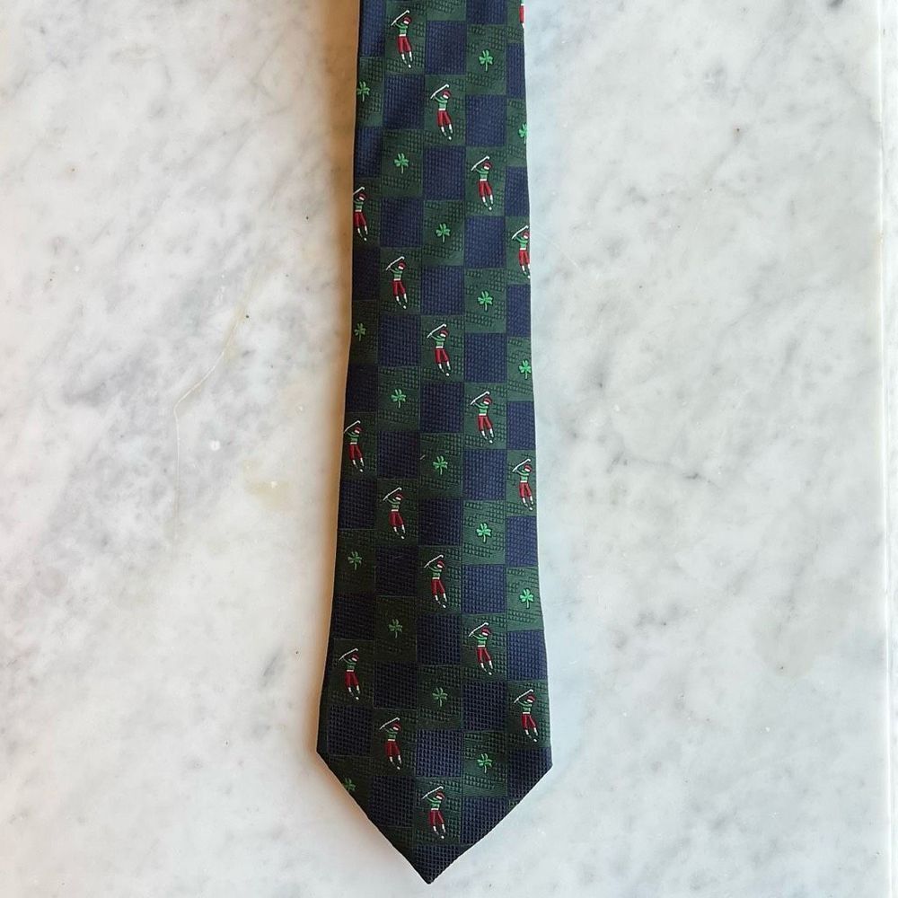 Patrick Frances Men’s Tie Golf Golfer Patterned Ireland Silk Vintage